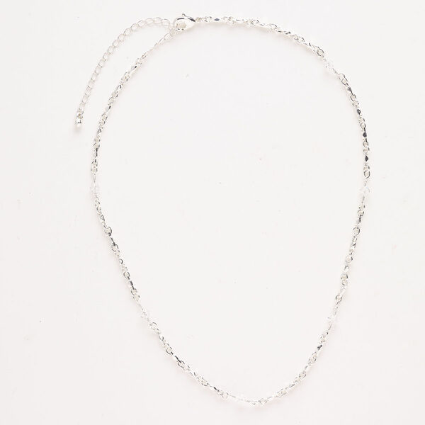 Chain "pewter" zinc-based alloy glass 1pk 3mm 3-inch extender chain lobster claw clasp, silver finish clear 16 inches image number 0