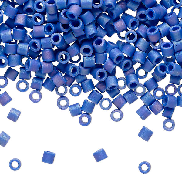Seed bead, Delica®, glass, pkg/250g, #8 round, opaque matte rainbow cobalt (DBL-0880). image number 0