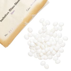 Embellishment, vintage glass, chalkwhite, 10x8mm faceted oval fancy stone. Sold per pkg of 144 (1 gross).