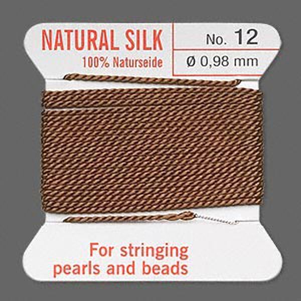 Thread, Griffin, silk, brown, size #12. Sold per 2-meter card (approximately 78 inches). image number 0