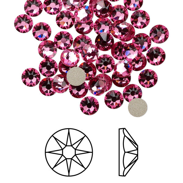 Flat back 144pk rose foil back, Crystal Passions® 4.6-4.8mm rose round SS20 2088 image number 0