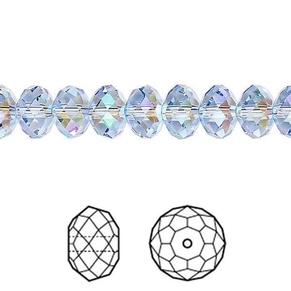 Bead 144pk light sapphire shimmer 2X, Crystal Passions® 8x6mm rondelle 5040 image number 0