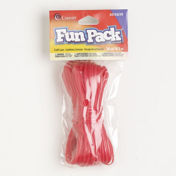 Cord 1pkg1 plastic, red, 2.5mm flat, 20-yard section. image number 0