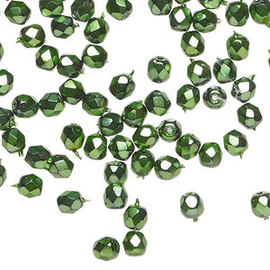 Bead, Czech fire-polished glass 1pkg1200, emerald green carmen, 4mm faceted round.
