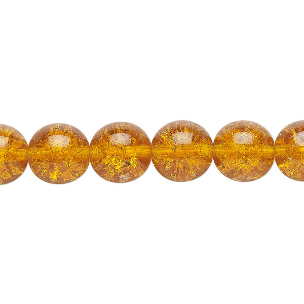 Bead, Czech crackle glass druk, translucent honey, 10mm round. Sold per 15-1/2" to 16" strand. image number 0
