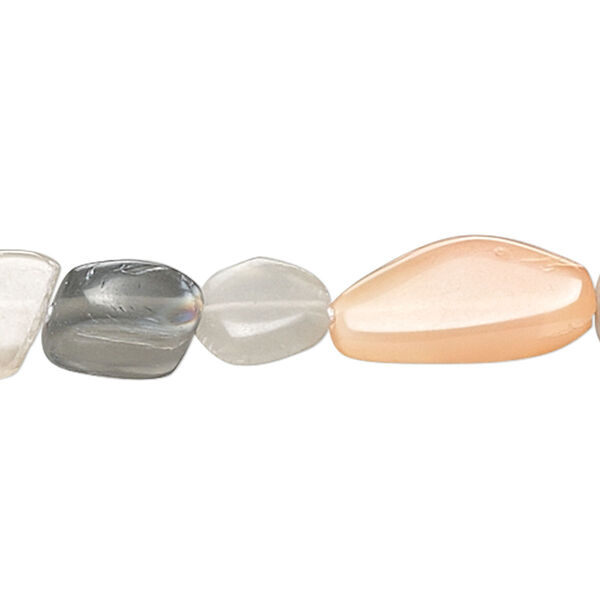 Multi-moonstone 1pkg1, flat nugget bead natural C+ grade, 14 inch small image number 0