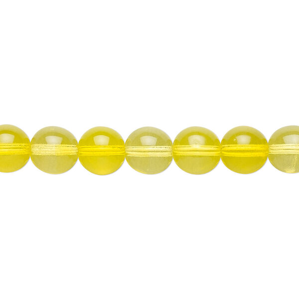 Bead, Czech glass druk, transparent yellow, 8mm round. Sold per 15-1/2" to 16" strand. image number 0