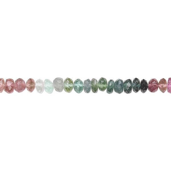 Multi-tourmaline 1pkg1, hand-cut faceted rondelle bead natural C grade, 15.5-16 inch 4x2mm image number 0