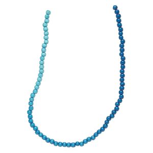 Bead, Taiwanese cheesewood (dyed / waxed), aqua ombre, 6mm round. Sold per pkg of (2) 15-1/2" to 16" strands.