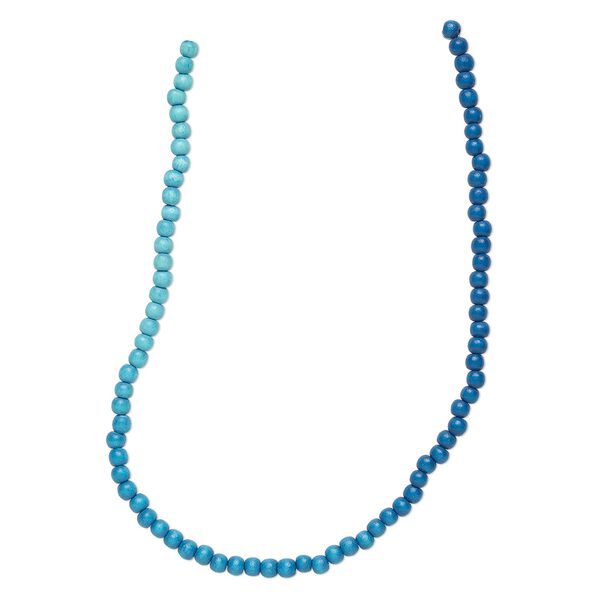 Bead, Taiwanese cheesewood (dyed / waxed), aqua ombre, 6mm round. Sold per pkg of (2) 15-1/2" to 16" strands. image number 0