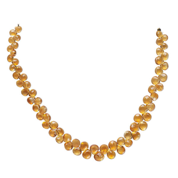 Golden citrine 1pkg1, hand-cut top-drilled faceted puffed teardrop bead B grade, 8 inch graduated 4-7mm image number 0