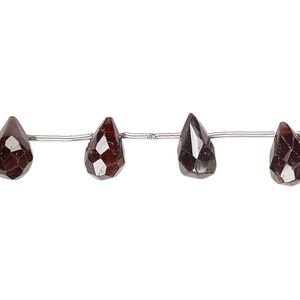 Garnet 1pkg19, hand-cut top-drilled faceted briolette bead natural graduated 7x4mm-10x7mm
