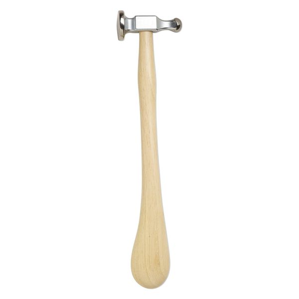 Chasing hammer, steel and rubberwood, natural, 28mm convex head and 14mm ball head, 10 inches. Sold individually. image number 0