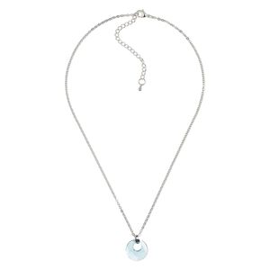 Necklace, Everyday Jewelry™, Crystal Passions® and silver-plated "pewter", blue, 21x18mm faceted go-go, 17-1/2 inches with 2-1/2 inch extender chain and lobster claw clasp. Sold individually.