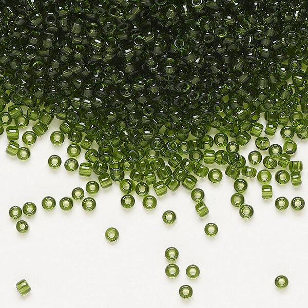 Seed bead, Dyna-Mites™, glass, pkg/40g, #11 round, transparent olive green, (25 11/0 RR). image number 0