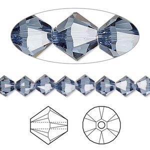 Bead 24pk denim blue, Crystal Passions® 6mm bicone 5328