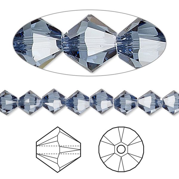 Bead 24pk denim blue, Crystal Passions® 6mm bicone 5328 image number 0