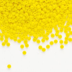 Seed bead, Preciosa Ornela, Czech glass, pkg/50g, opaque matte yellow, #10 rocaille.