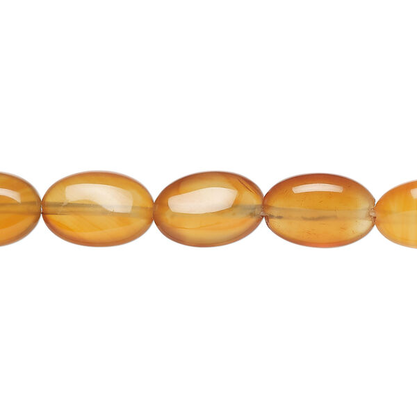 Red agate 1pkg1, puffed oval bead, 15 inch 11x8mm-12x9mm pale to light image number 0