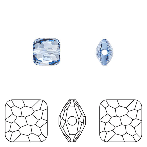 Bead 1pkg144 light sapphire, Swarovski®, 8mm puffed square 5035 image number 0