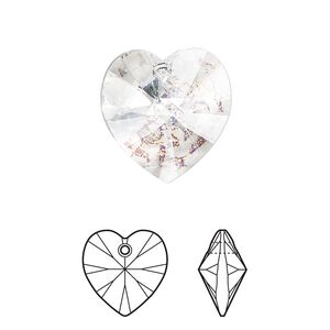 Drop 2pk crystal white patina, Crystal Passions® 18mm pendant heart 6228