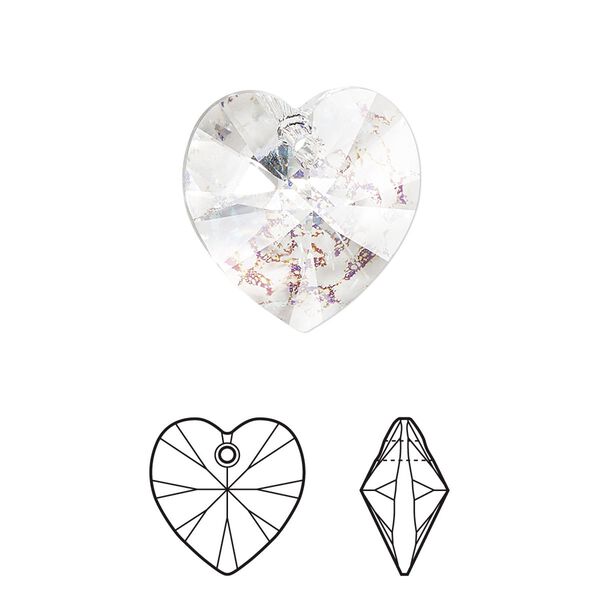 Drop 2pk crystal white patina, Crystal Passions® 18mm pendant heart 6228 image number 0