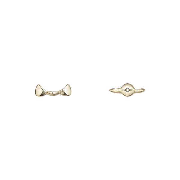 Bead cap, Amoracast®, satin-finished "vermeil," 9x3mm cat ears with 0.4mm hole, fits 8mm bead. Sold individually. image number 0