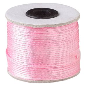 Cord, Satinique™, satin, light pink, 1mm. Sold per 200-foot spool.