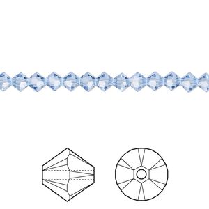 Bead 48pk light sapphire, Crystal Passions® 4mm bicone 5328
