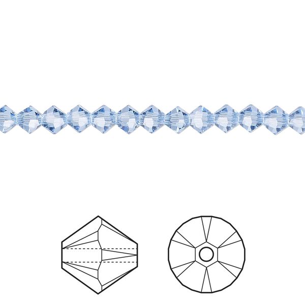 Bead 48pk light sapphire, Crystal Passions® 4mm bicone 5328 image number 0
