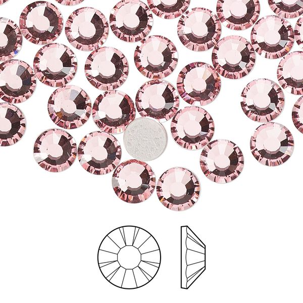 Flat back 24pk light rose foil back, Preciosa MAXIMA Czech crystal hotfix rhinestone 6.3-6.5mm chaton rose round SS30 image number 0