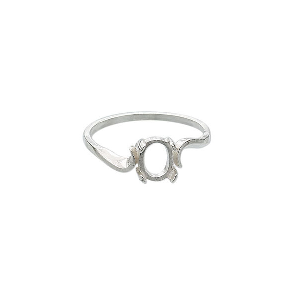 Ring, sterling silver, swirl band with 7x5mm pre-notched 4-prong oval setting, size 7.5. Sold individually. image number 0