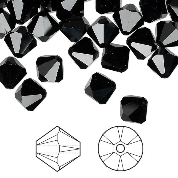 Bead 72pk jet, Crystal Passions® 8mm bicone 5328 image number 0