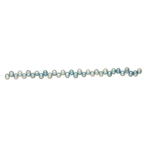 Freshwater pearl 1pkg1, top-drilled rice, 14 inch light teal / cream 9x8mm-13x9mm cultured image number 1