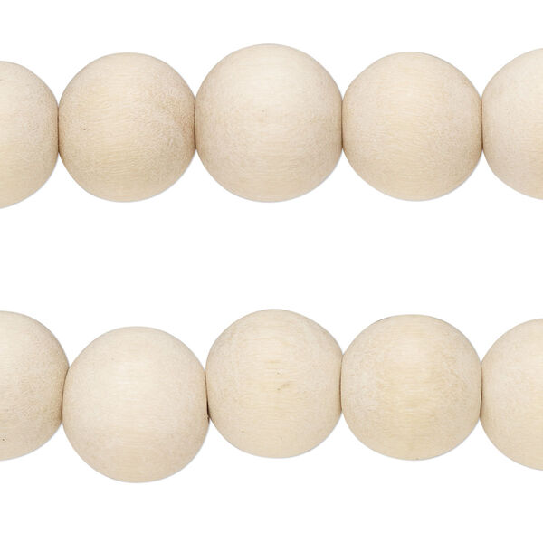 Bead, Taiwanese cheesewood (natural), pkg/(2) 16 inches, 12mm center-drilled round. image number 0