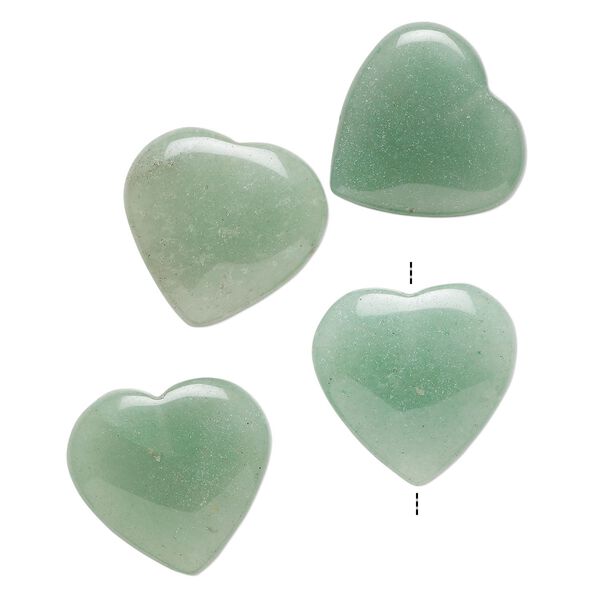 Green aventurine 1pkg4, half-drilled puffed heart drop natural 19-20mm image number 0