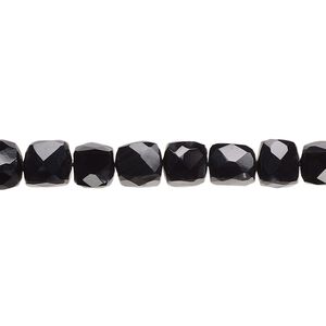 Black onyx 1pkg1, hand-cut faceted cube bead 10 inch 5x5mm-7x6mm
