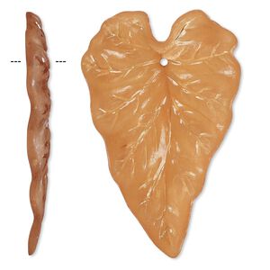 Focal, acrylic, frosted light brown, 50x32mm leaf. Sold per pkg of 25.