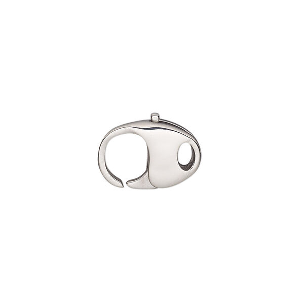 Clasp, lobster claw, stainless steel, 15x11mm oval. Sold individually. image number 0