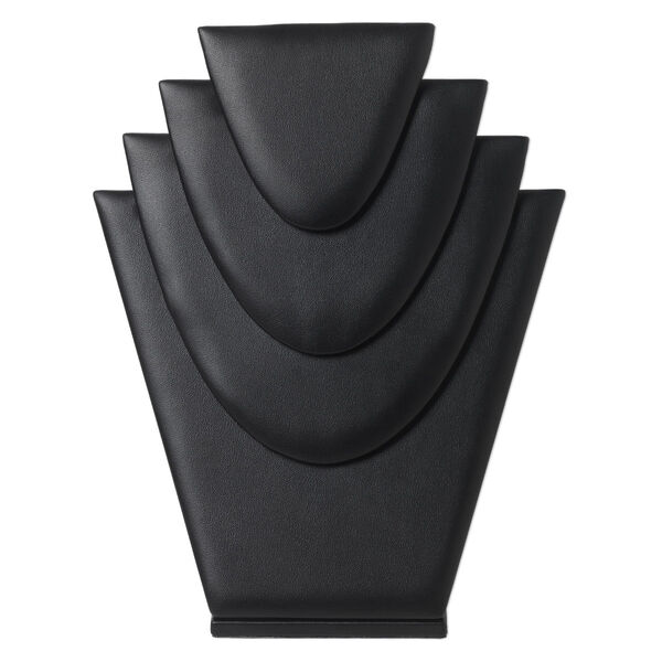 Display, chain and necklace, leatherette, black, 8 x 6-3/4 x 3-1/2 inches. Sold individually. image number 0