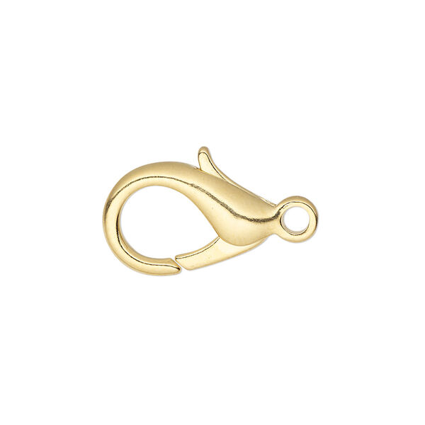 Clasp, lobster claw, gold-plated brass, 19x12mm. Sold per pkg of 10. image number 0