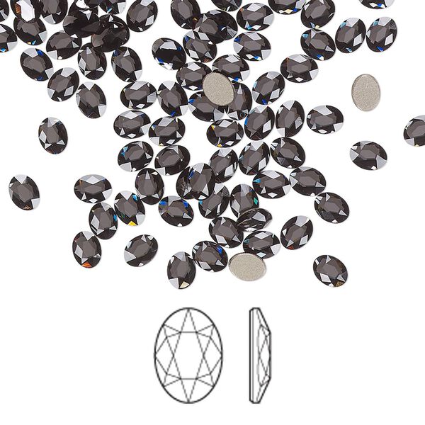 Flat back 288pk graphite foil back, Swarovski® 4x3mm oval 2603 image number 0