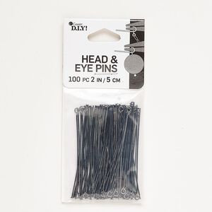 Steel 1pkg100, head pin / eye pin mix 2 inches / 22 gauge black finish