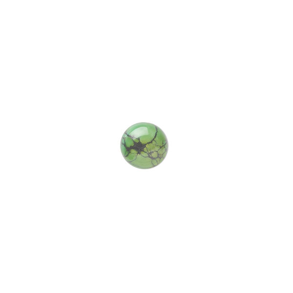 Cabochon, turquoise (stabilized), 6mm calibrated round, B grade, Mohs hardness 5 to 6. Sold per pkg of 8. image number 0