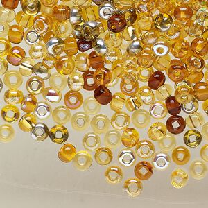 Seed bead mix glass 1pkg1 #6 rocaille translucent multi-brown, 100 gram