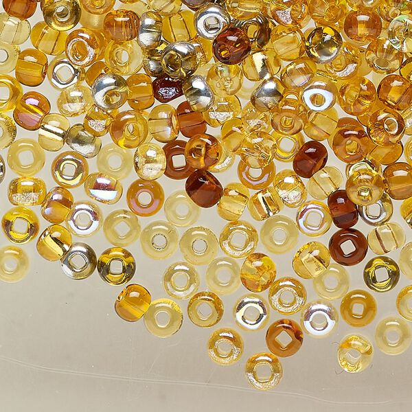 Seed bead mix glass 1pkg1 #6 rocaille translucent multi-brown, 100 gram image number 0