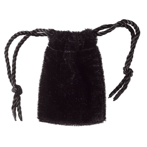 Pouch, velvet, black, 1-3/4 x2 inches with drawstring. Sold per pkg of 12. image number 0