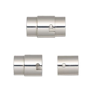 Clasp magnetic 1pkg1, 18.5x11mm locking round tube / fits 8mm cord, stainless steel 1-strand
