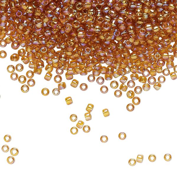 Seed bead, TOHO BEADS®, glass, pkg/50g, #11 round, translucent rainbow topaz (TR-11-162C). image number 0