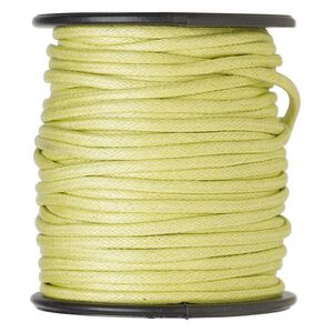Cord, waxed cotton, lemon green, 2.5mm lightly-waxed flexible round with soft drape. Sold per 25-meter spool.